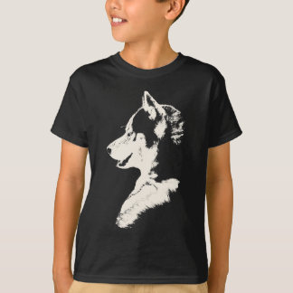 Camisetas del arte del perro del trineo del niño