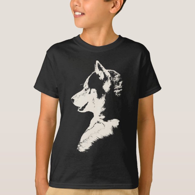 Camisetas del arte del perro del trineo del niño (Anverso)