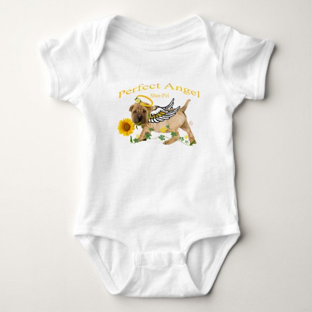 Camisetas del bebé del ángel de Shar-pei (Anverso)