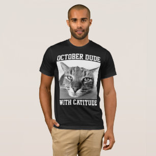 Camisetas del cumpleaños de OCTUBRE Hombres Gato L