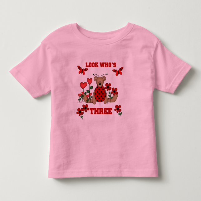 Camisetas del cumpleaños del oso de la mariquita (Anverso)