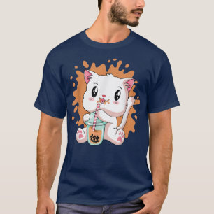 Camisetas del gato del té Boba Chica Kawaii Bubble