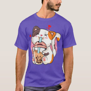 Camisetas del gato del té Boba Chica Kawaii Bubble