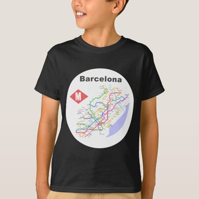 Camisetas del mapa del subterráneo de Barcelona (Anverso)