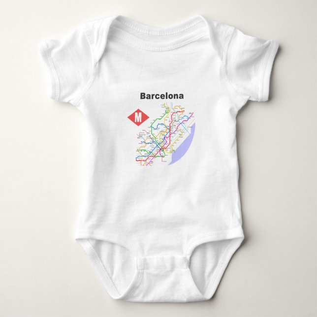 Camisetas del mapa del subterráneo de Barcelona (Anverso)