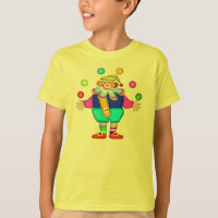 Camisetas del payaso que hacen juegos malabares