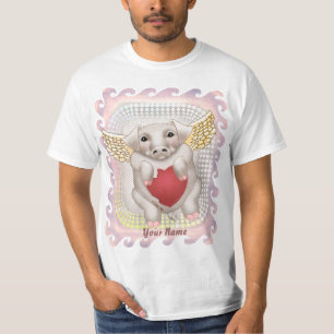 Camisetas del personalizado de amor al cerdo volad