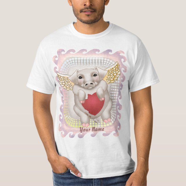 Camisetas del personalizado de amor al cerdo volad (Anverso)