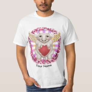 Camisetas del personalizado de amor al cerdo volad