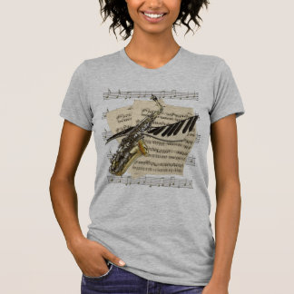 Camisetas del saxofón y de la música del piano