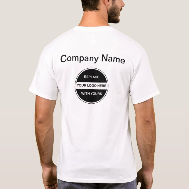 Camisetas del trabajo del logotipo del negocio (Reverso)