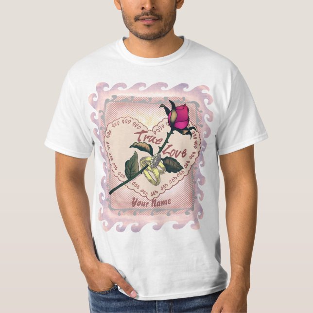 Camisetas del verdadero amor Rosa personalizado de (Anverso)