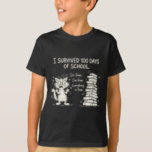 Camisetas divertidas de gato sobreviví 100 días de