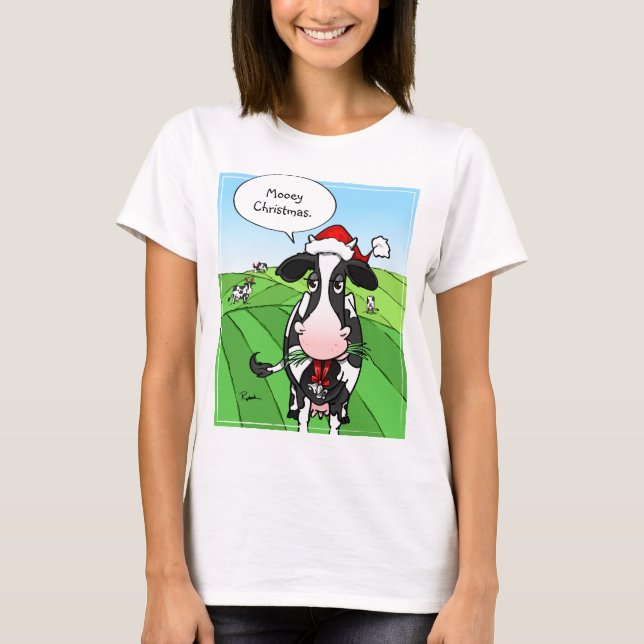 Camisetas divertidas de la vaca del navidad de (Anverso)