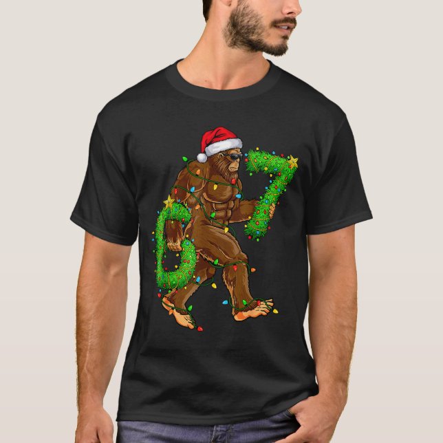Camisetas divertidas de Navidad de Bigfoot Meme Si (Anverso)