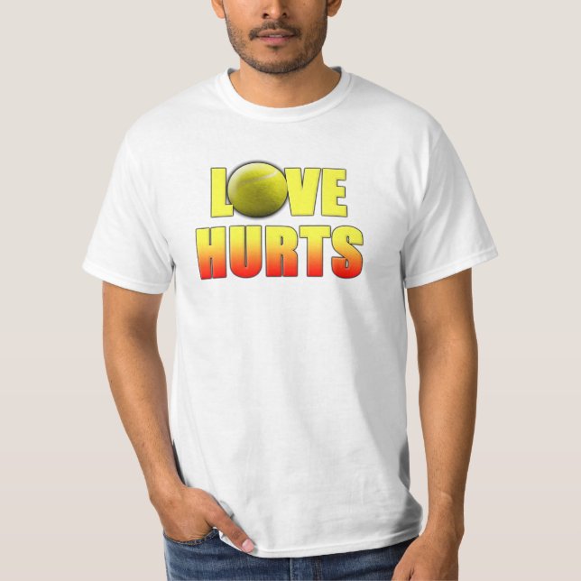 Camisetas divertidas del tenis, daños del amor (Anverso)