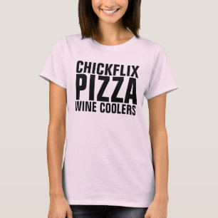 Camisetas divertidas para damas, Flix, pizza, refr