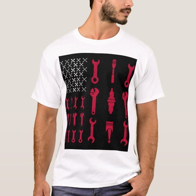 Camisetas divertido del mecánico - bandera (Anverso)
