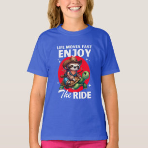 Camisetas divertidos de pereza y tortuga de vaquer
