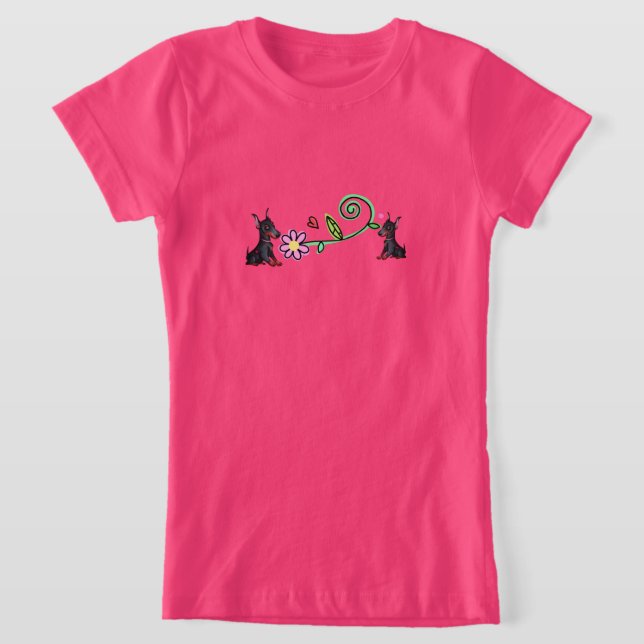 Camisetas Doberman y camiseta del chica de flores (Distribución)