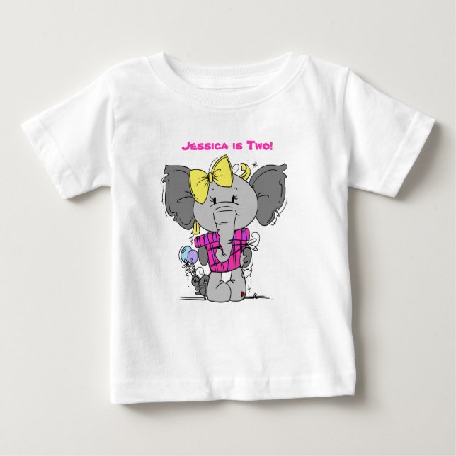 Camisetas elefantes y Personalizados de cumpleaños (Anverso)