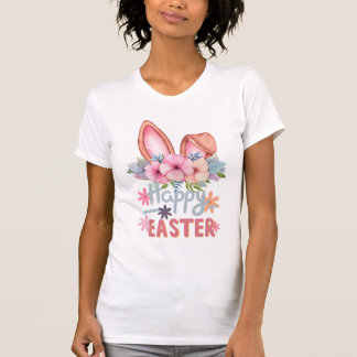 Camisetas felices de Pascua para mujeres conejo de