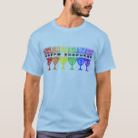 Camisetas feliz de Chanukah del arco iris<br><div class="desc">Chanukah feliz en una línea de chanukiot del arco iris (menorahs). Un diseño judío del día de fiesta para Chanukah.</div>