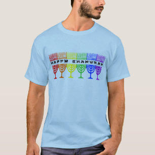 Camisetas feliz de Chanukah del arco iris
