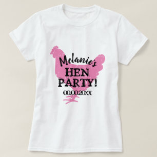 Camisetas fiestas rosados con logo de pollo de ép