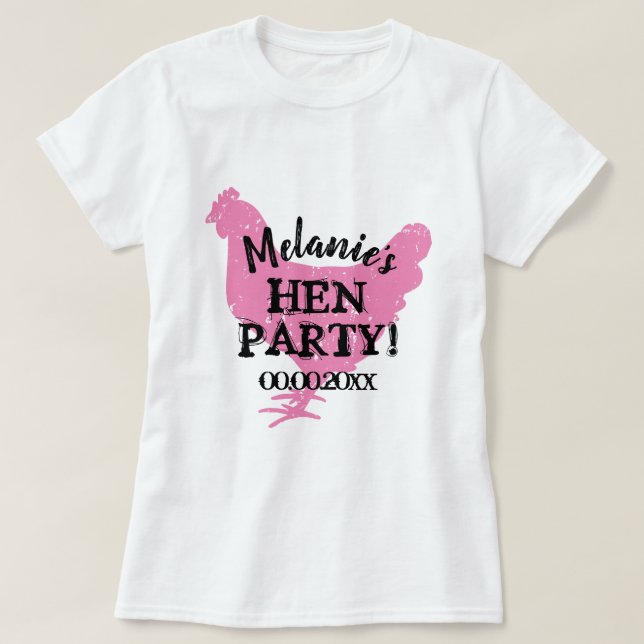 Camisetas fiestas rosados con logo de pollo de épo (Diseño del anverso)