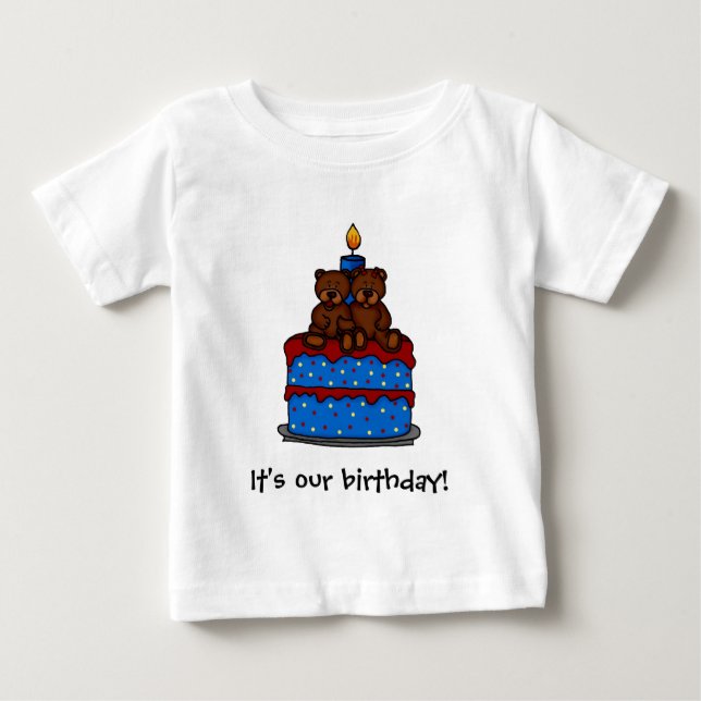 Camisetas gemelas chica-niño Cumpleaños (Anverso)