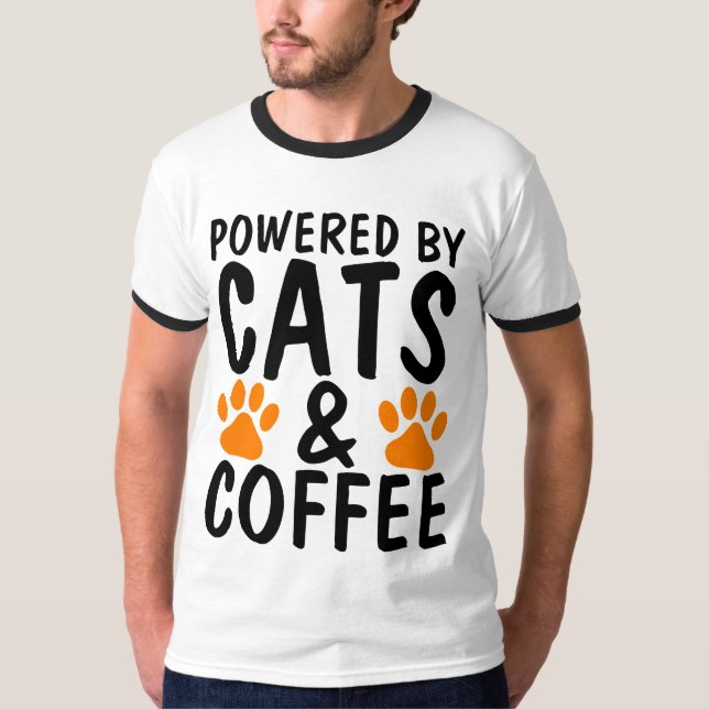 Camisetas Graciosas Cat, CAFÉ y Camiseta CAT POWER (Anverso)