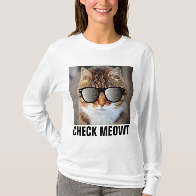 Camisetas Graciosas Cat, CHECK MEOWT (Anverso)