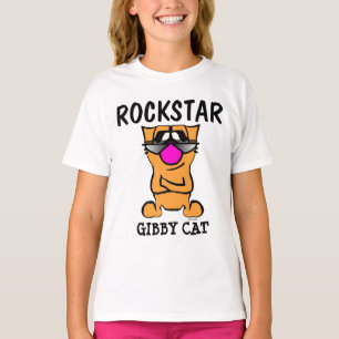 Camisetas Graciosas Cat, niños Chicas ROCKSTAR, Gi