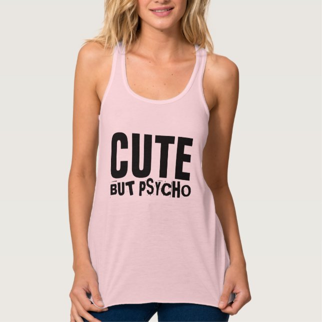 Camisetas graciosas de las Damas CUTE PERO PSYCHO (Anverso)