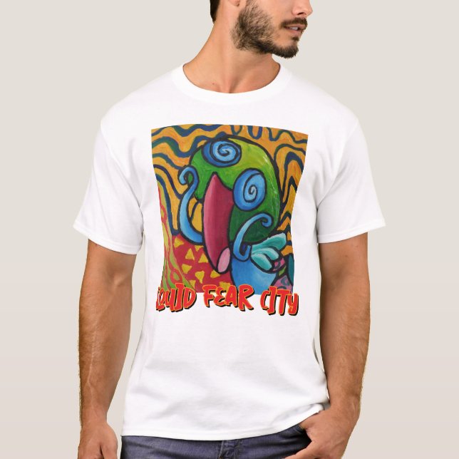 Camisetas Gráficas Blancas Squid Fear City (Anverso)