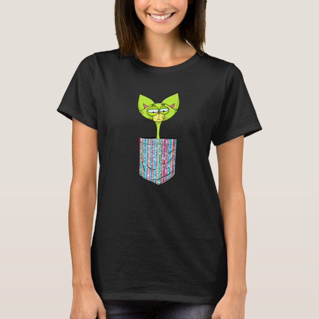 Camisetas gráficas de gato de bolsillo y diseños c (Anverso)