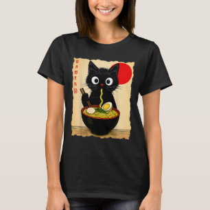 Camisetas Gráficas Divertidas de Gatos Anime Ramen