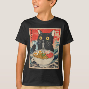 Camisetas gráficas divertidas de ramen de gato kaw