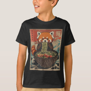 Camisetas Gráficas Japonesas Ramen Panda Rojo Anim