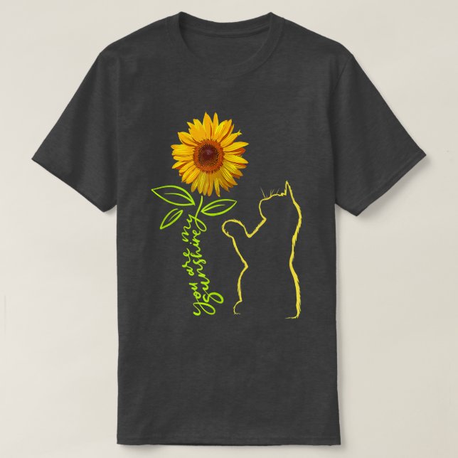 Camisetas gráficas para gatos, Cat Sunflower T, Ca (Diseño del anverso)