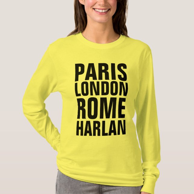 Camisetas HARLAN Kentucky, PARÍS ROMA LONDRES (Anverso)