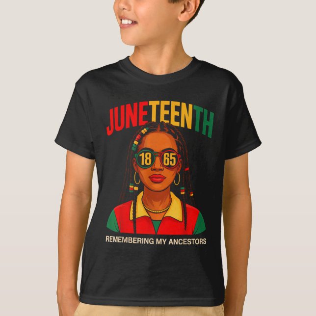 Camisetas Juneteenth Mujeres Pelo Locd Recordando  (Anverso)