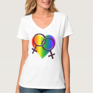 Camisetas lesbiano del amor de las mujeres de las