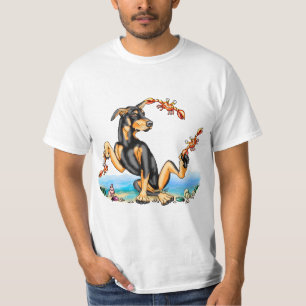 Camisetas malhumoradas negras del Pinscher del