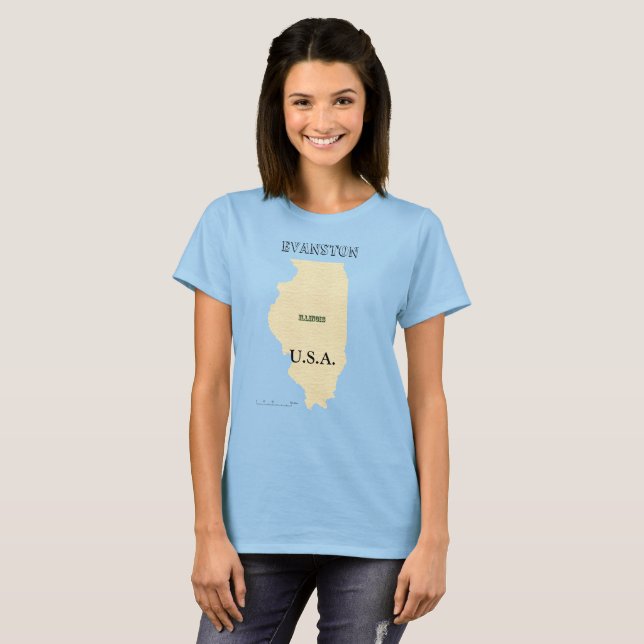 Camisetas - Mapa de Illinois con nombre de ciudad (Anverso completo)