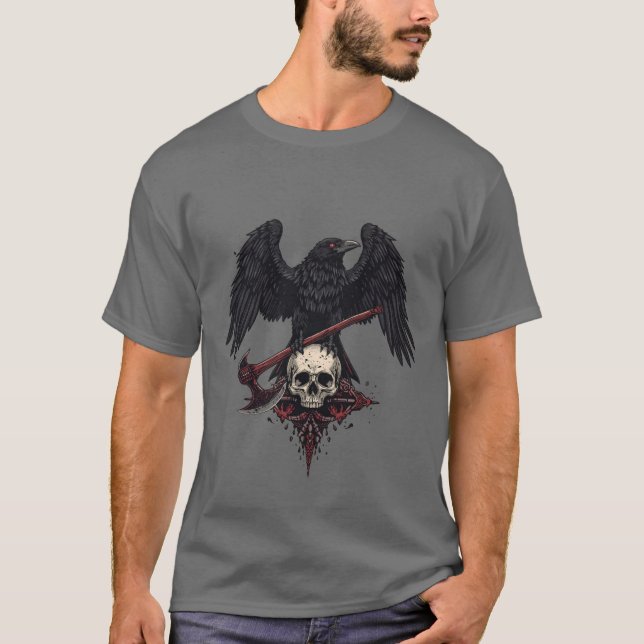Camisetas masculinas de Viking Raven Skull Tee (Anverso)