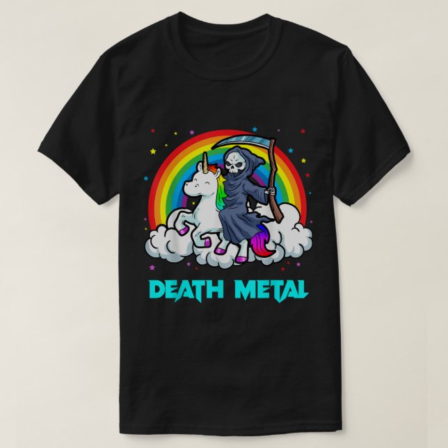 Camisetas Metalizado de muerte Unicornio Grim Reap (Diseño del anverso)