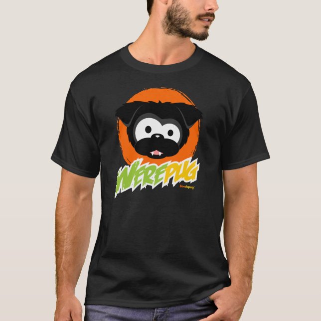 Camisetas negras de la oscuridad de WerePug (Anverso)