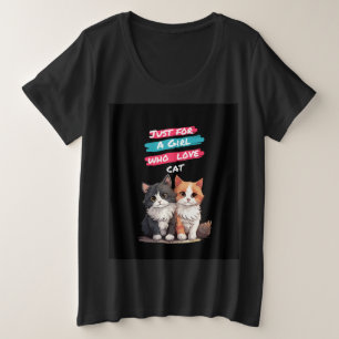 Camisetas negras para chicas, diseño de gatos.